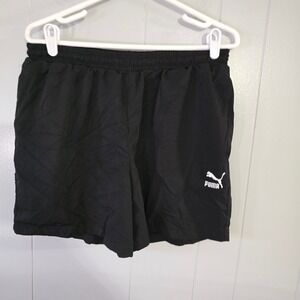 Puma Athletic Shorts Mens Large Black Elastic Waist Sport Workout Running 4013